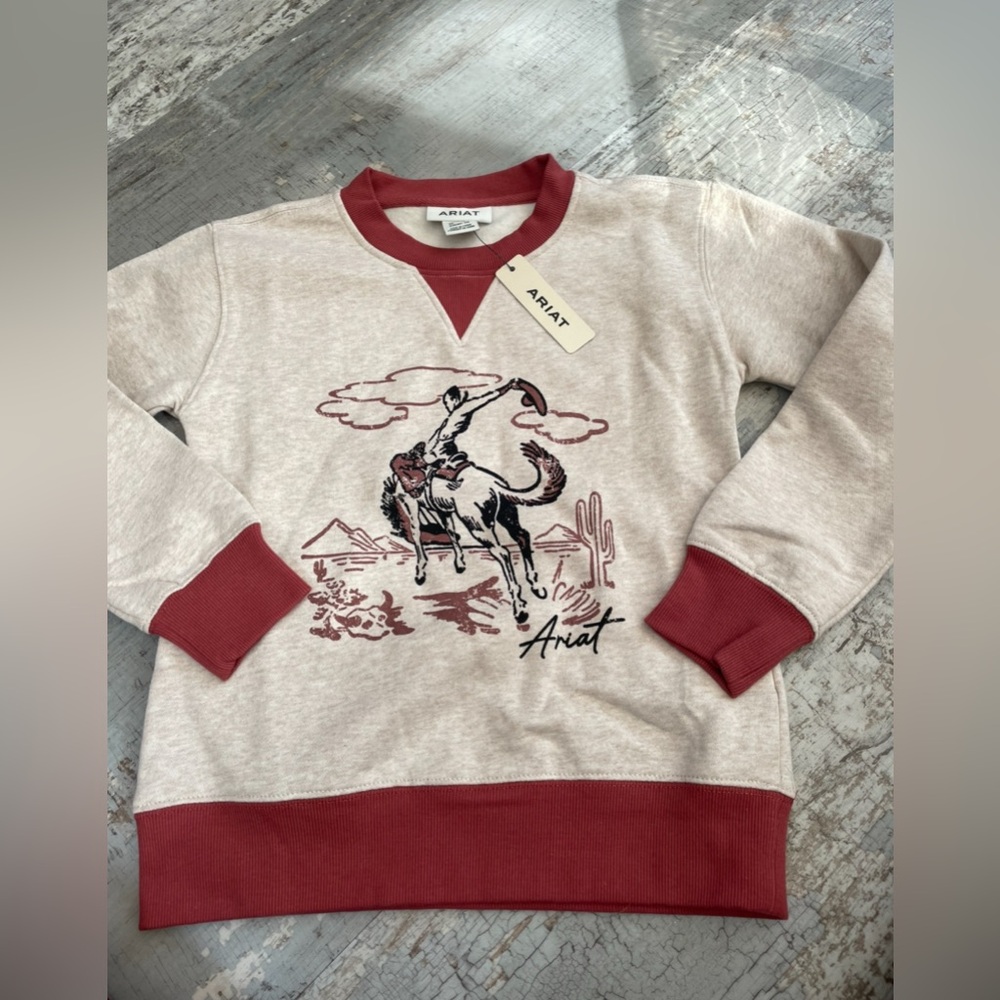 NWT ARIAT Juniors Bronc Crewneck Sweatshirt